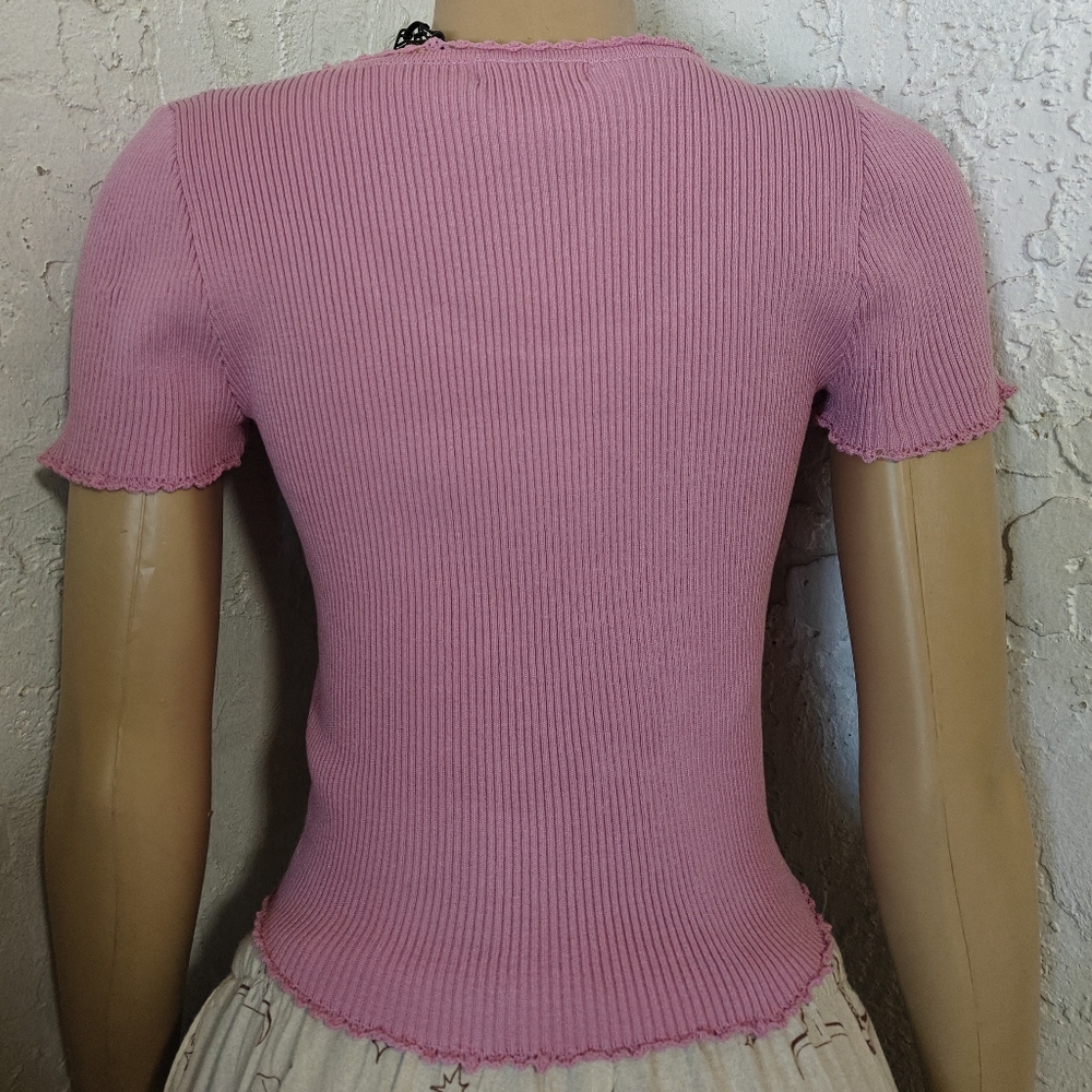 Pink Ribbed Knit Top - Picture 2 of 4